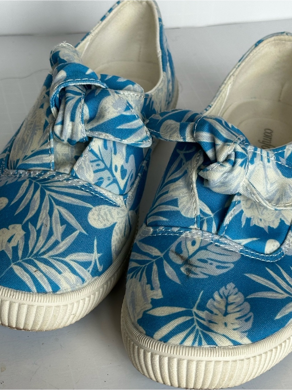 Blue Floral Slip-On Canvas Sneakers